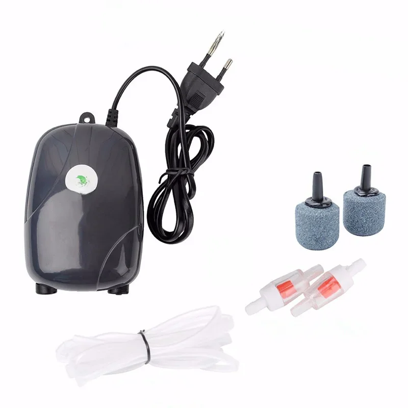 Akwarium pompa powietrza akwarium Mini cichy kompresor pojedyncze podwójne gniazdko pompy tlenu akwaria akcesoria wodne 220V 3W 5W — zdjęcie 2