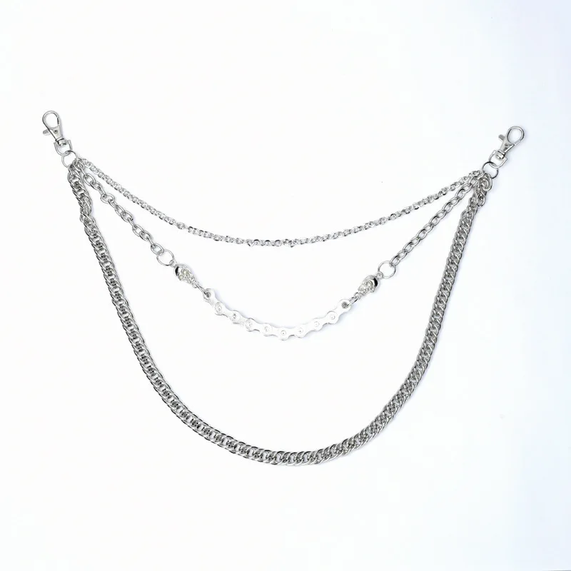 فاسق الخصر حزام على شكل سلسلة السراويل الفضية سلسلة للرجال حزام الجينز سلسلة للسراويل كول المعادن روك سلسلة الهيب هوب مجوهرات صيفية رجل #2