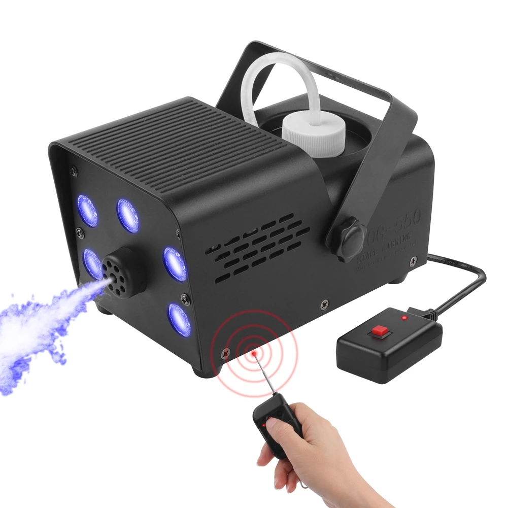 500W 5PCS RGB LED Smoke Machine Wireless Remote Control Fogger Machine Stage Effect Light For Christmas Party Halloween DJ Party