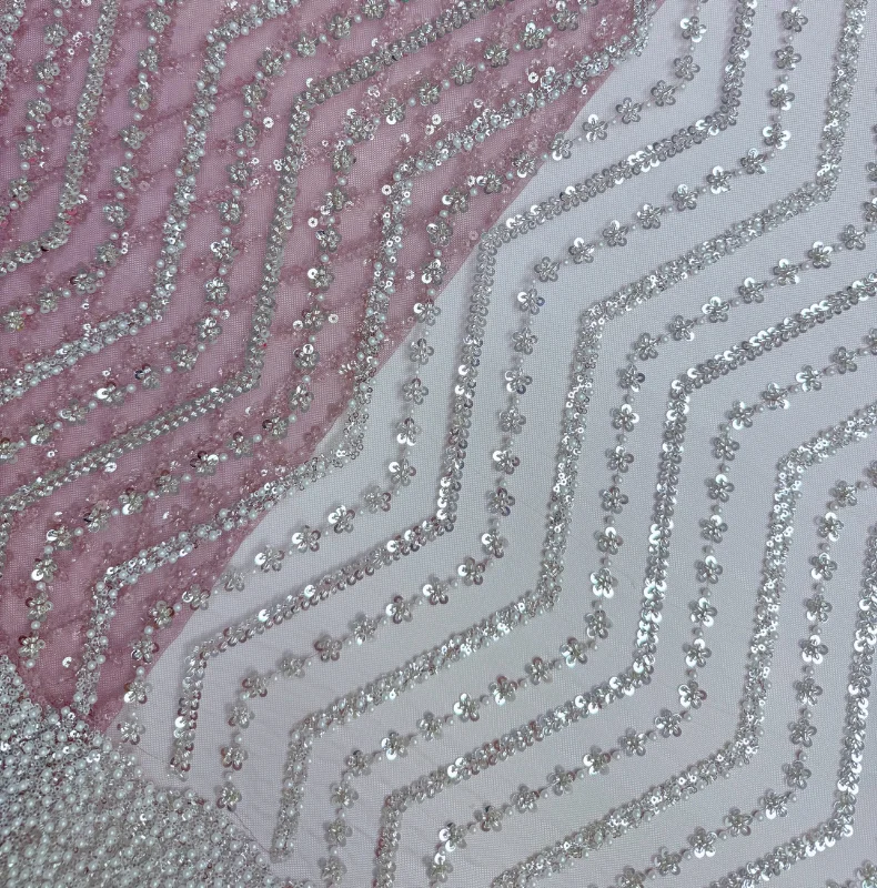 

Роскошная французская кружевная ткань ручной работы с бисером, материал свадебного платья, нигерийская сетка, вышивка, тюль с блестками, высокое качество