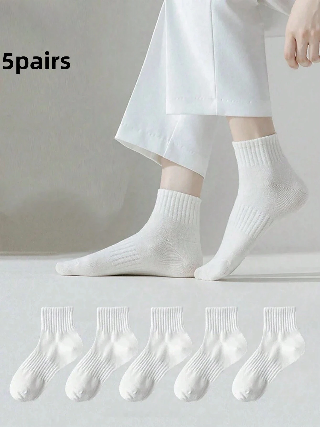 5 pairs of women's socks and short socks on special promotion Y2K style cute sports fun white socks fashion gift