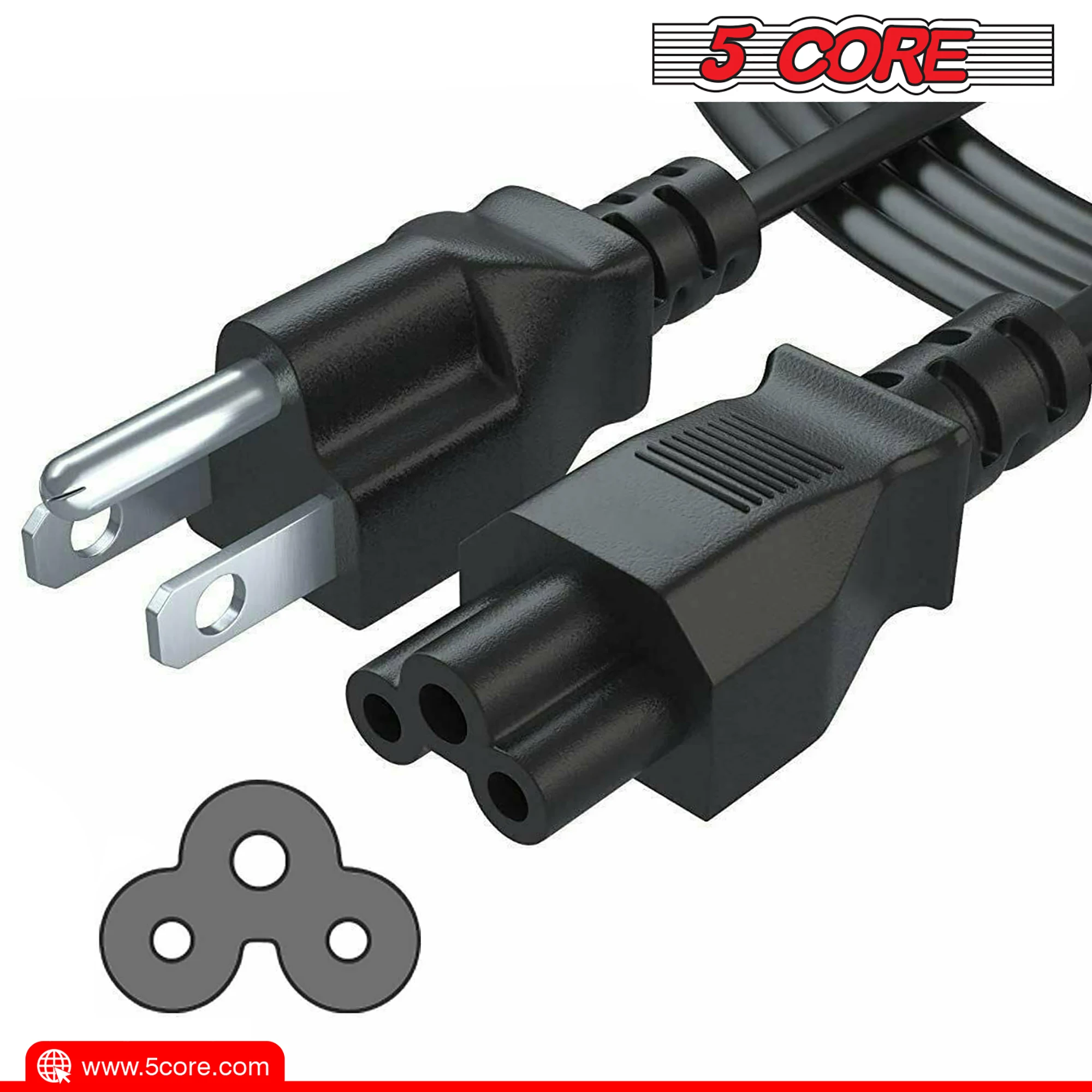 

5 Core AC Power Cord 10Ft 2 Prong US Male to Female Extension Adapter 16AWG/2C 125V 13A PL 1002