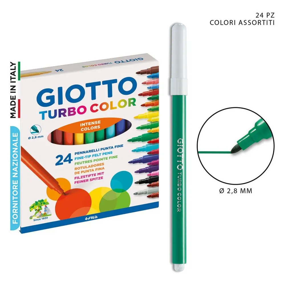 GIOTTO Turbo Color 6/12/24/36 Stiften – Fijne punt gekleurde stiften, 2,8 mm, diverse rijke kleuren – FILA