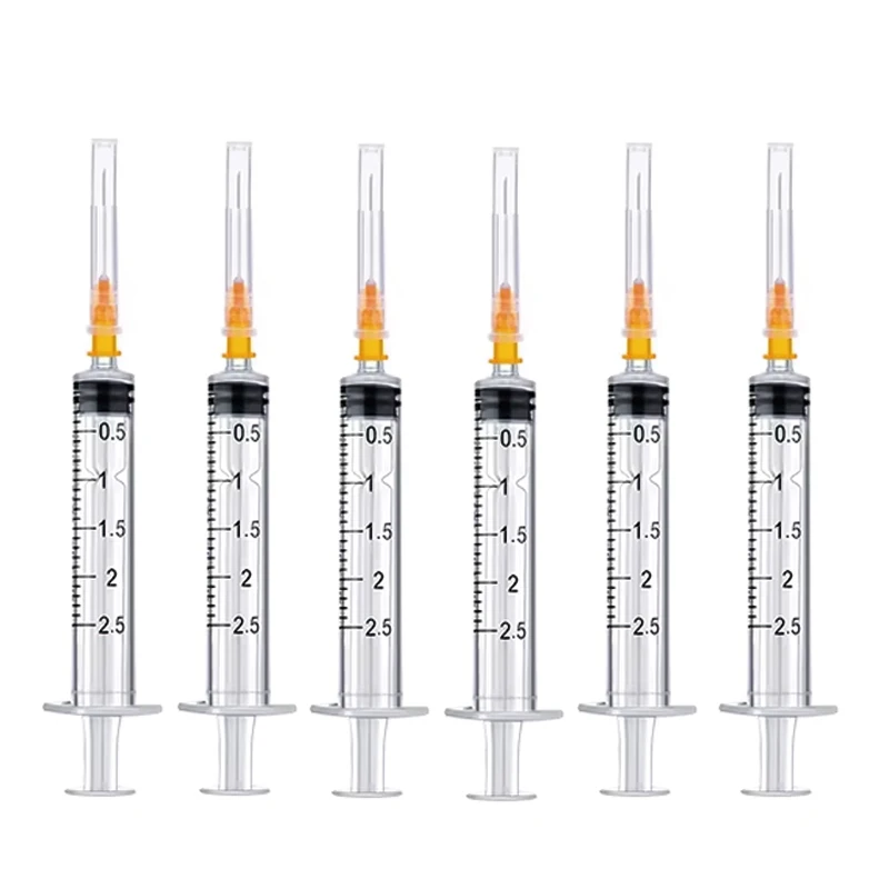 

100pcs/bag 2.5ml Disposable Luer Slip Syringe with 23G*25mm Needle,Feeding Syringe Can Be Used Animals
