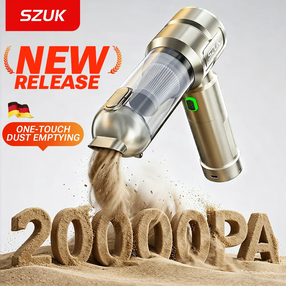 SZUK New Wireless Car Vacuum Cleaner Mini Blower Portable Vacuum Cleaner Powerful Handheld Cleaning Machine with LED Flashlight