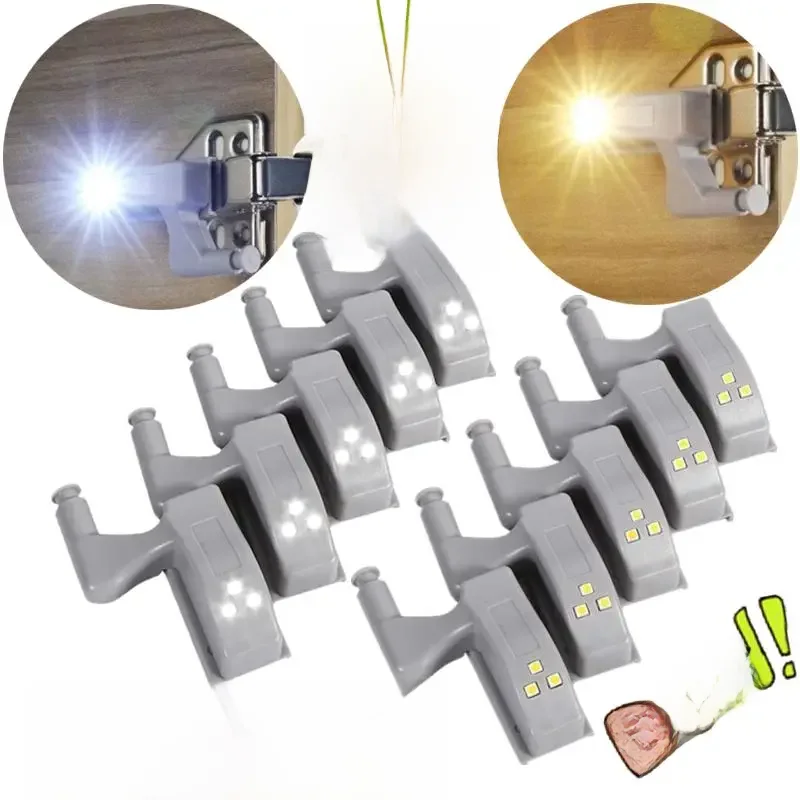 10-1pc led lâmpada de dobradiça interna sem bateria sob luzes do armário guarda-roupa sensor luzes