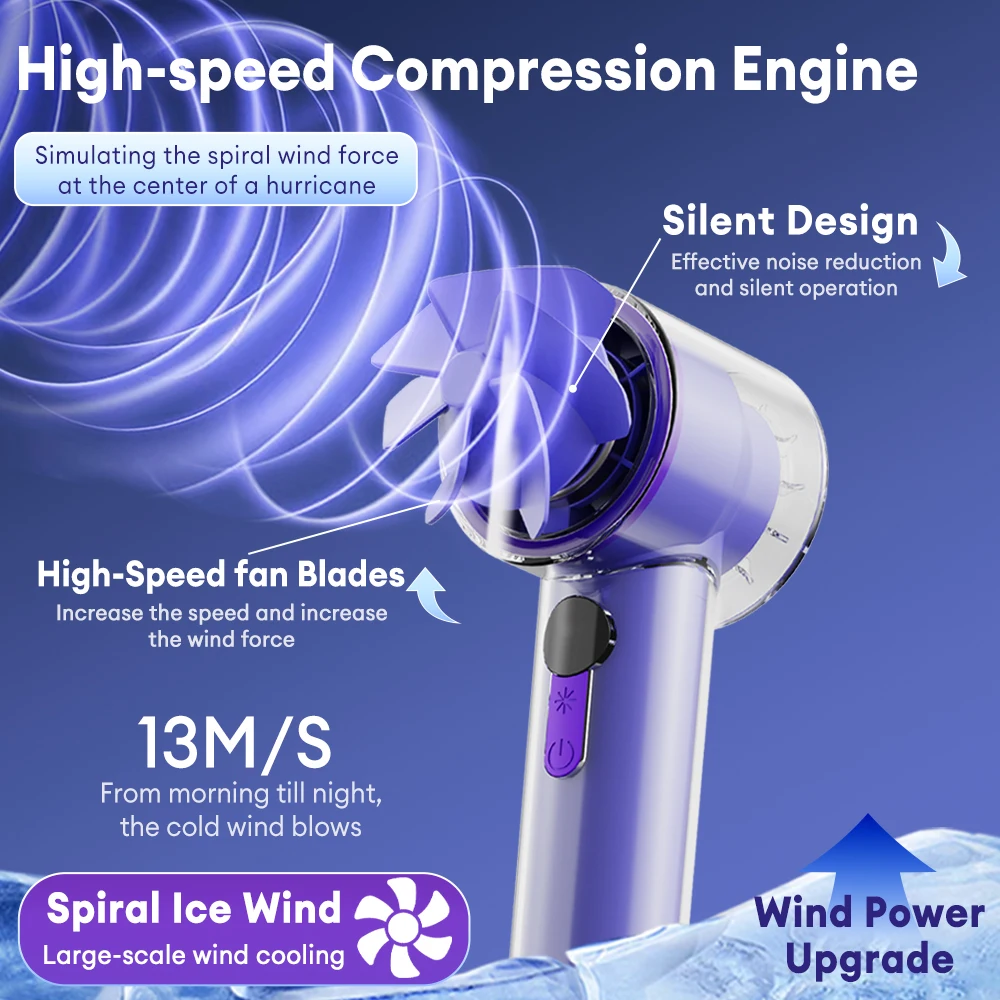 JAMAY FS6 Handheld Portable Fan 3600mAh Large Battery 1.5H Fast Charge LED Screen 199 Gears Adjustable Wind Speed Summer Tools