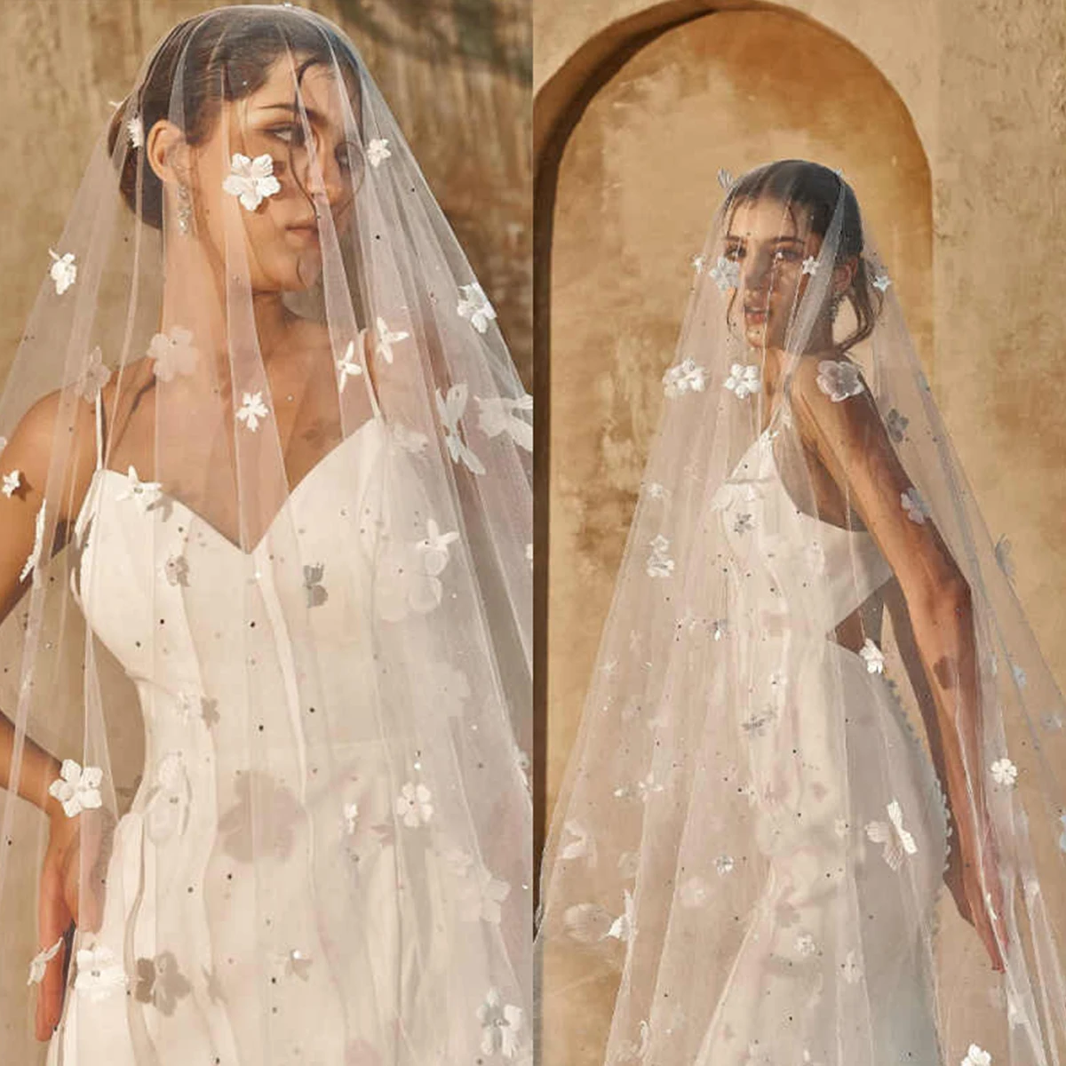 

Роскошная длинная фата с кружевным краем, свадебная фата Mantilla, аксессуары для свадебного платья для свадебной вечеринки по индивидуальному заказу