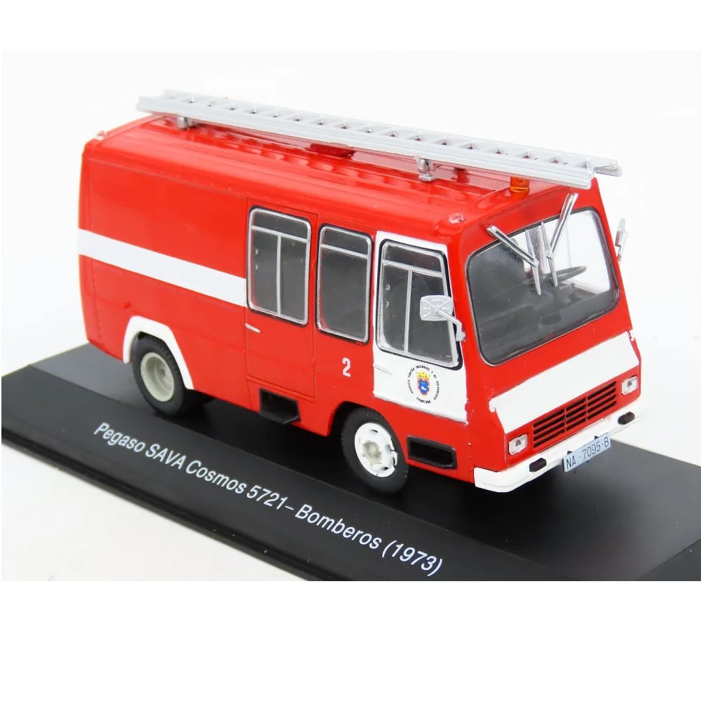 Salvat-Camion de pompiers 1973, échelle 1:43, chaise moulée sous pression, véhicules de livraison et de service de collection sans fascicule ni jeton, emballage sous blister et base d'identification d'origine