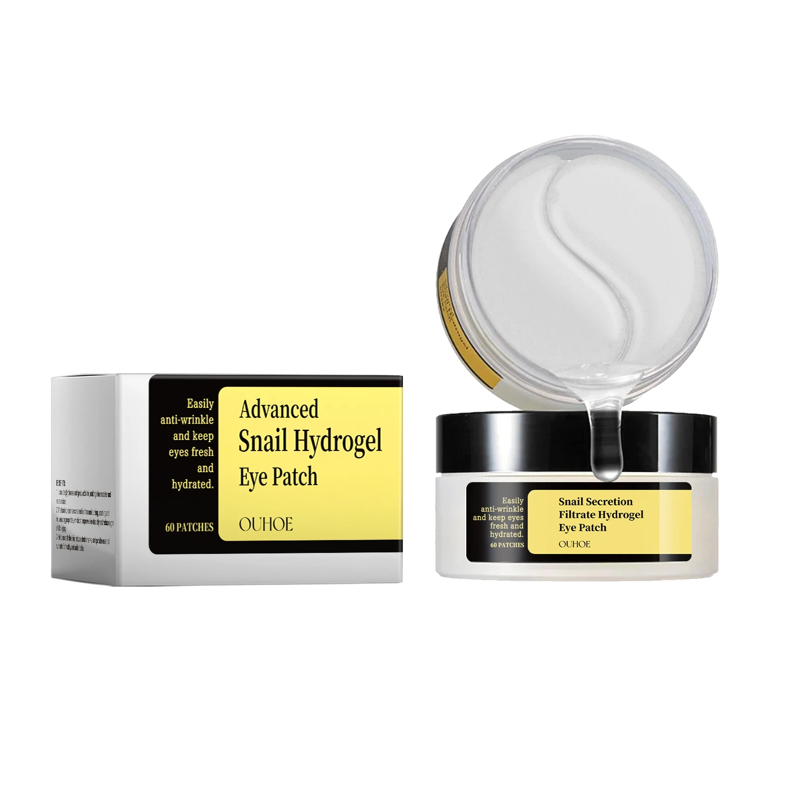 OUHOE Snail Eye Mask Moisturizing Eye Patches Firming Lifting Puffiness Remove Dark Circles and Eye Bags Eyes Skincare Products