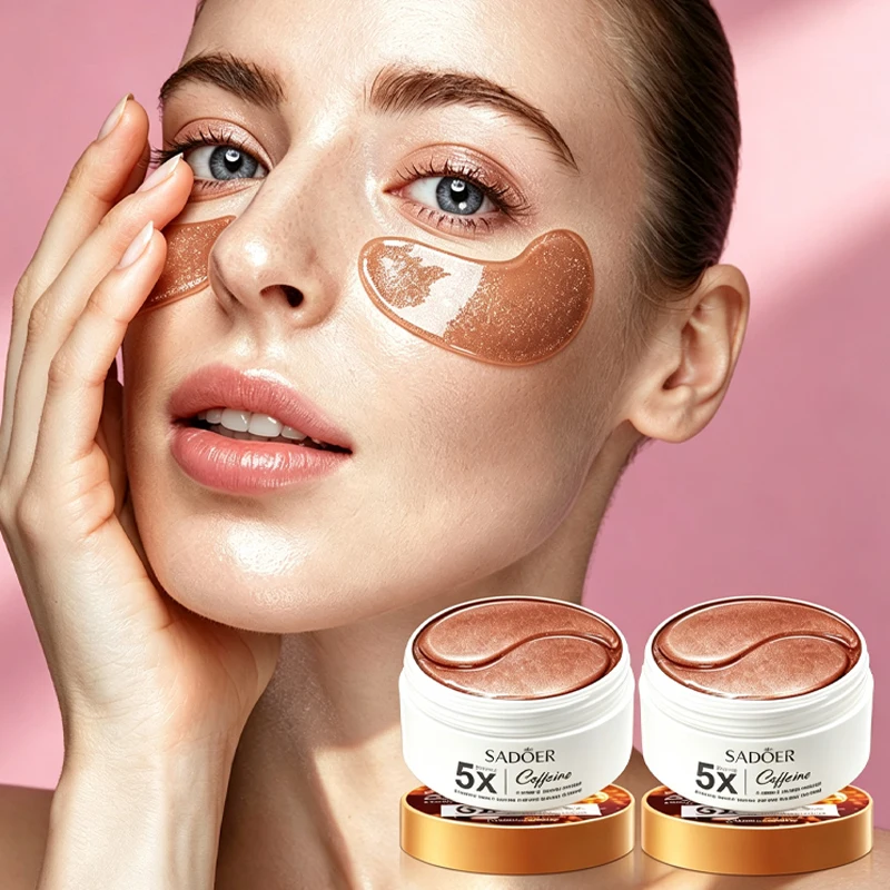 2pcs Caffeine Eye Masks, Infused Caffeine, Niacinamide, Alcohol-Free, Deeply Moisturizes And Tightens The Skin Around The Eyes, Effectively Hydrating And Used For Eye Care, Making The Skin Around The Eyes Tender, Smooth, And Firm