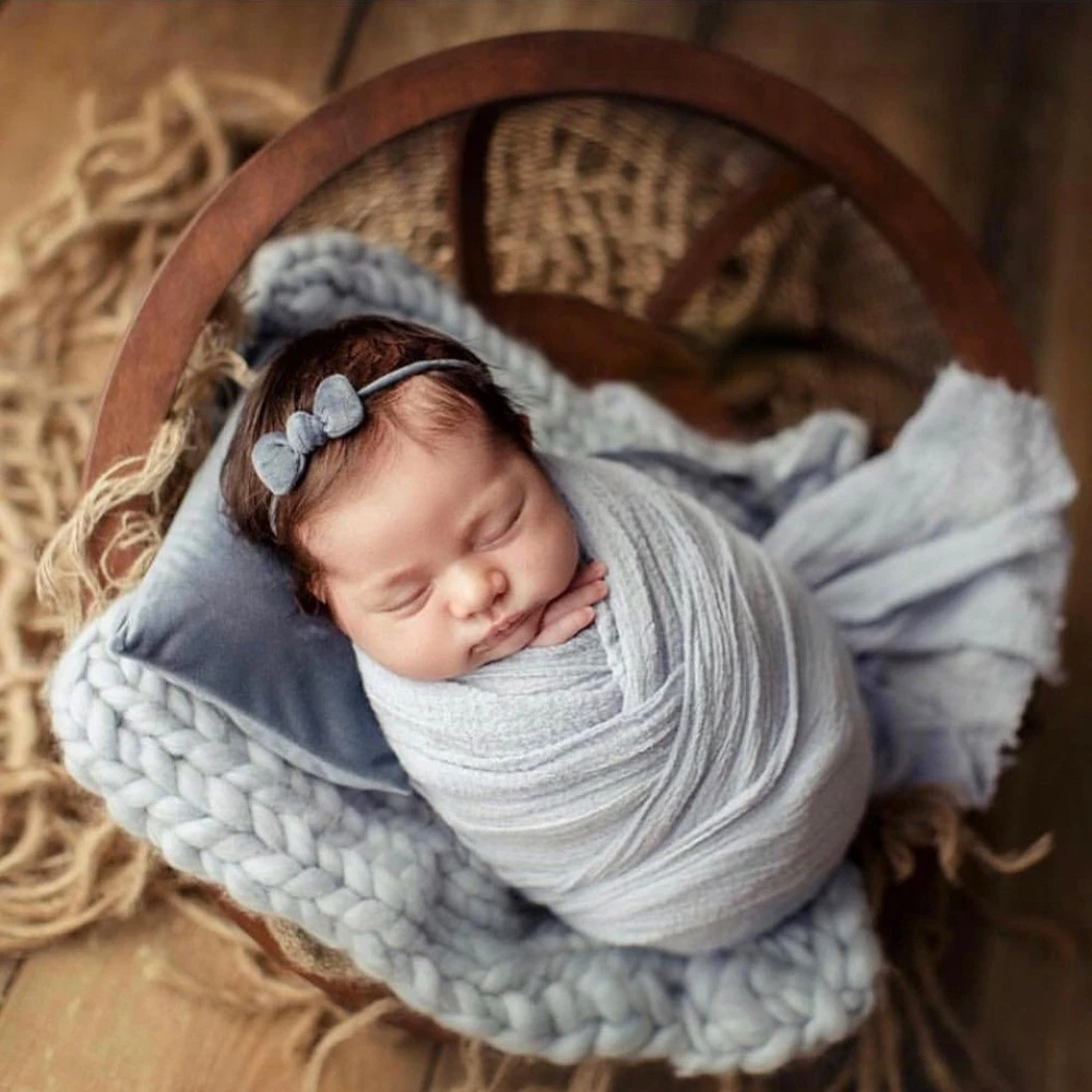 Newborn Photography Props Posing Pillow Matching Bowknot Headwear Accessories Set for Baby Photo Shoot Stuff Velvet Mini Gift