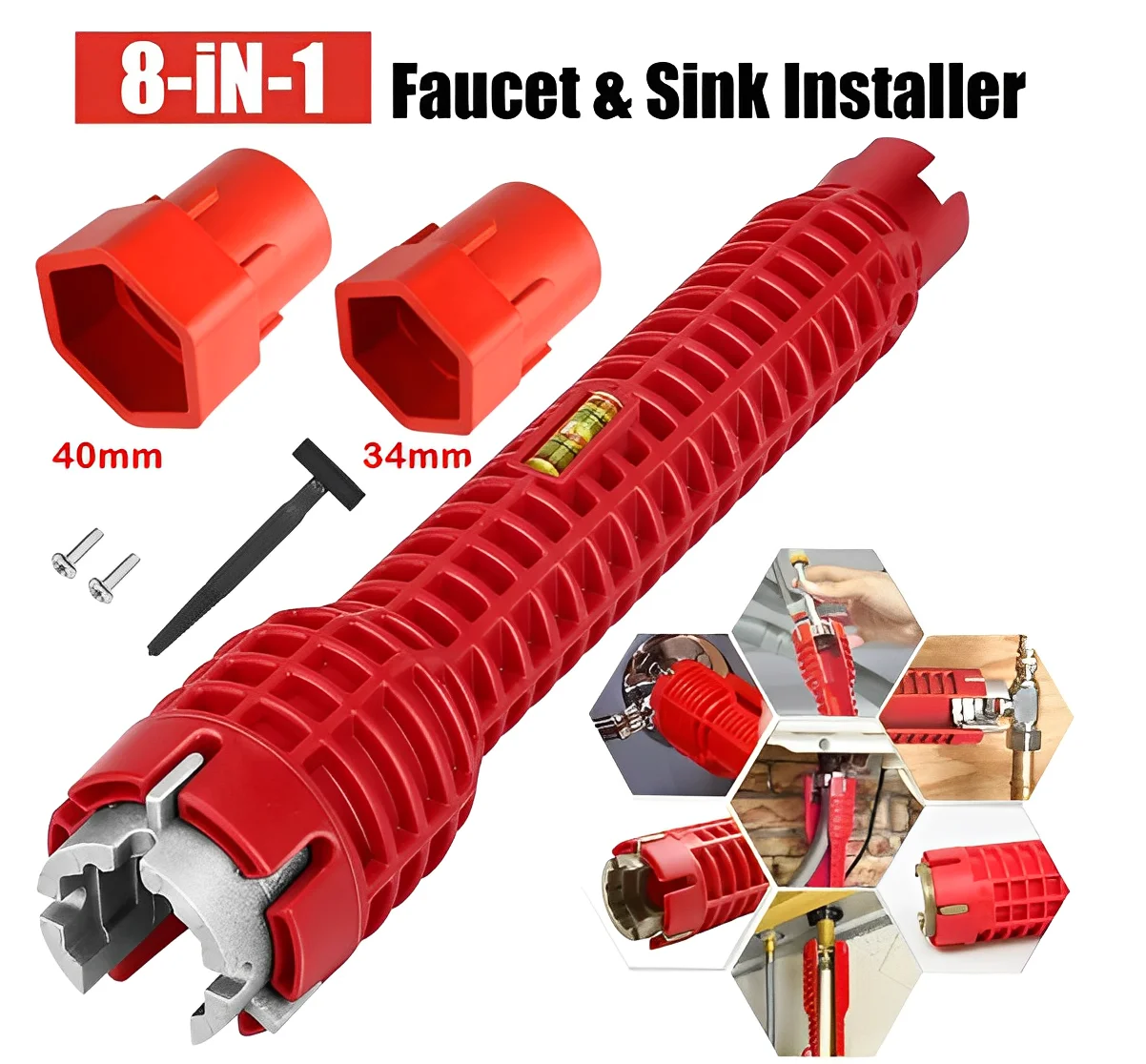 Hydraulic Key Professional Tool To tighten pipe Install Faucet 8 in 1 Plumbing Wrench-Neverdie Store