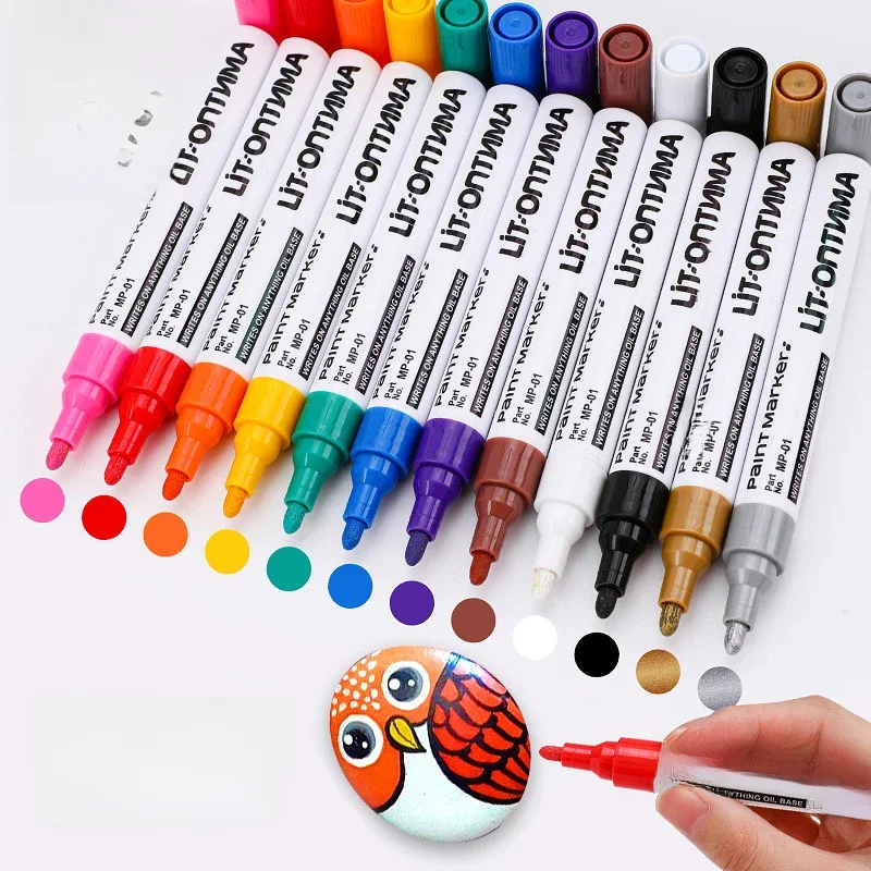 Marqueur de peinture 12 couleurs, imperméable, ne se décolore pas facilement, peinture de voiture, bois, céramique, pneus, ballons, chaussures, marqueurs métalliques, stylo de mélange de peinture