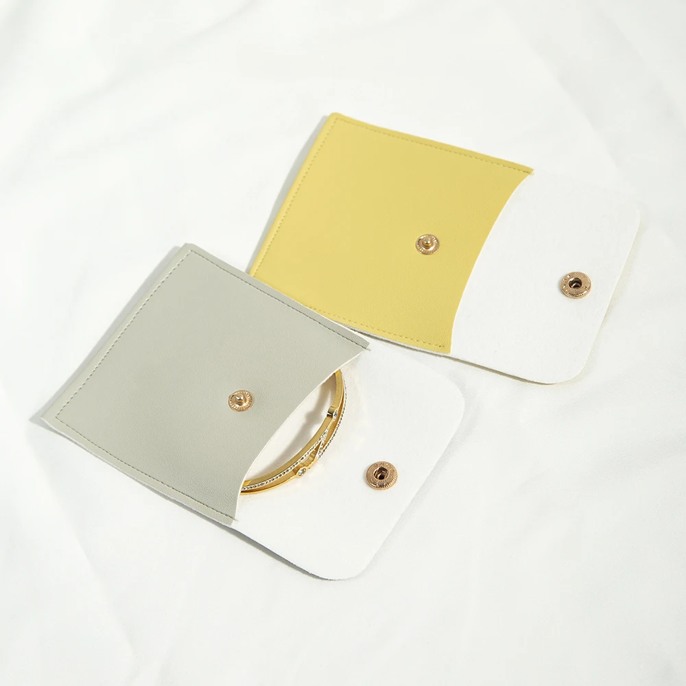 5 Stück PU-Leder Gold Knopf Tasche DIY Schmuck Ohrring Halskette Schnappbeutel Hochzeit Verpackung Geschenktüte Reiseaufbewahrung Staubsack Großpackung – Detail 4