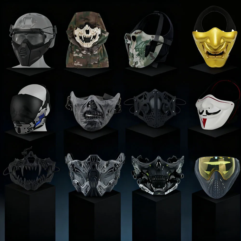 

Outdoor Face Protection Gear ,Tactical Half Face Cosplay Mask Combination for Christmas Halloween CS Game Cycling Activity