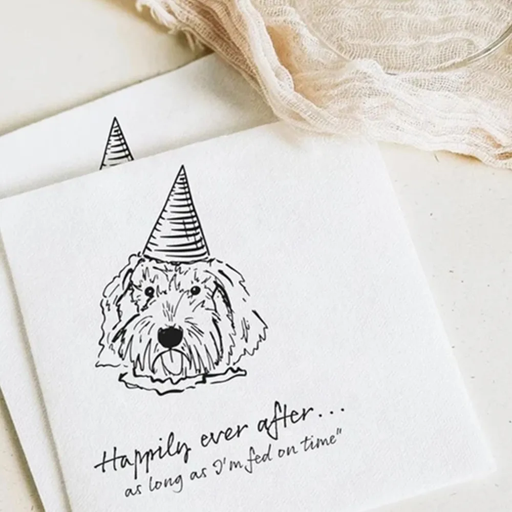 25 Personalized Pet Napkin Wedding,Custom Pet Portrait Pet Cocktail Napkin,Dog Portrait Pet Party Illustrated Pet Wedding Napkin