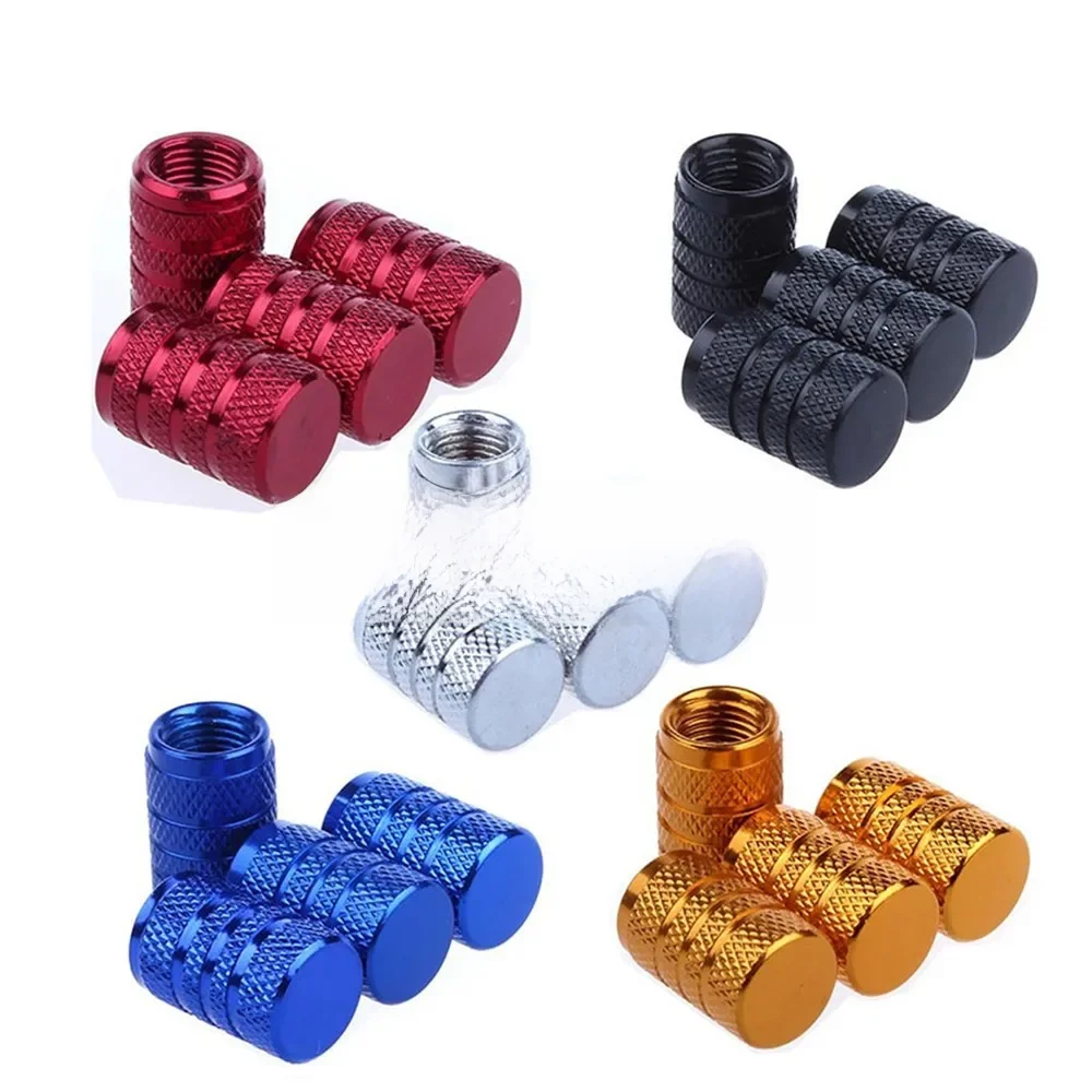 4Pcs Car Tire Valve Stems Cap Knurling Style Tire Valve Cap Aluminum Tire Wheel Stem Air Valve Cap car Universal accessories