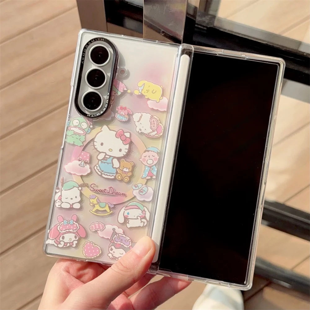 Urocze etui magnetyczne Mellody Kulomi na telefon Samsung Galaxy Z Fold 8 Ultra Fold 7 8 fold 8 z podstawką Magsafe i łańcuszkiem. — zdjęcie produktu 6