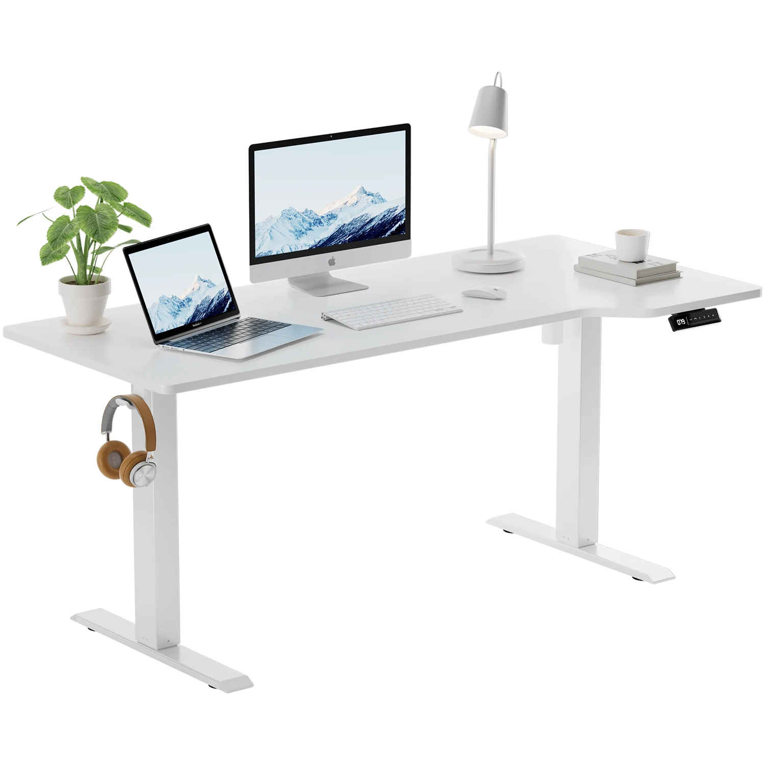 Devoko In hoogte verstelbaar bureau 160x70 cm L-vormig bureau In hoogte verstelbaar Elektrisch