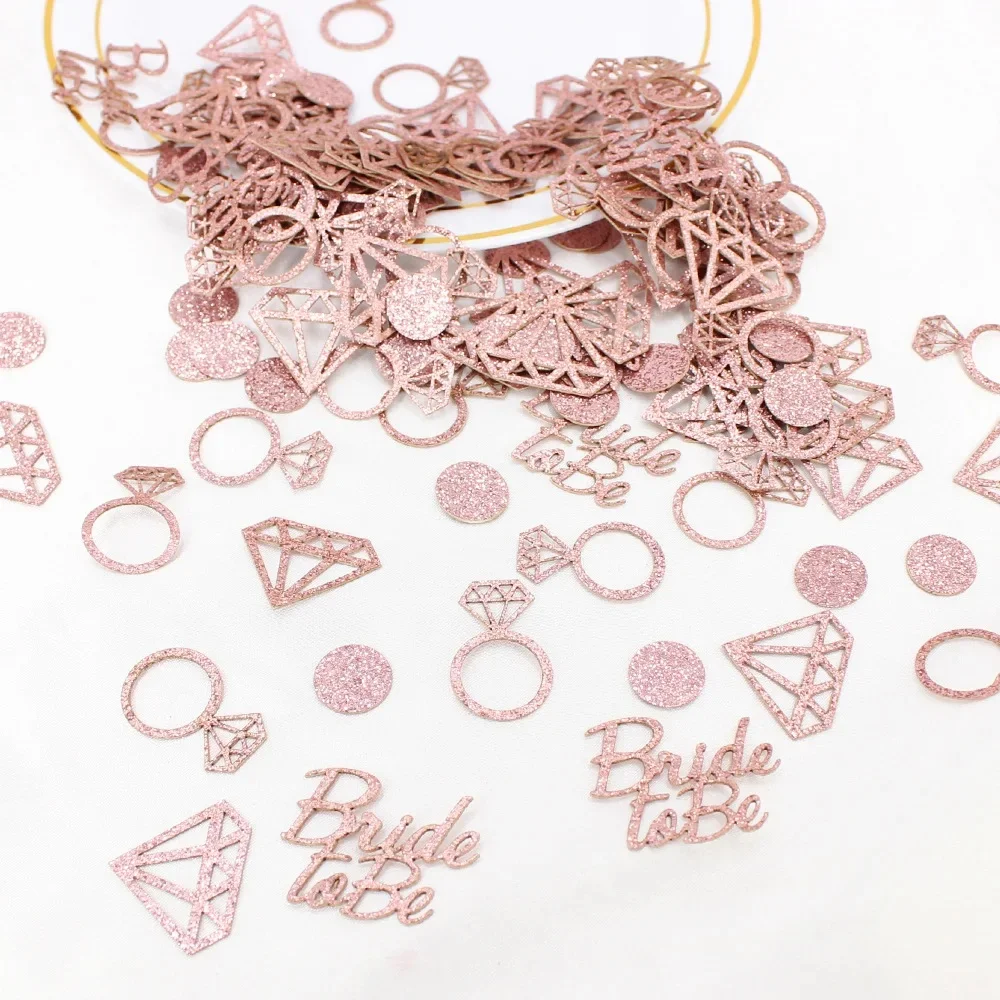 100 pièces paillettes diamant anneau confettis mariée pour être Table confettis disperser pour fiançailles mariage enterrement de vie de jeune fille décorations