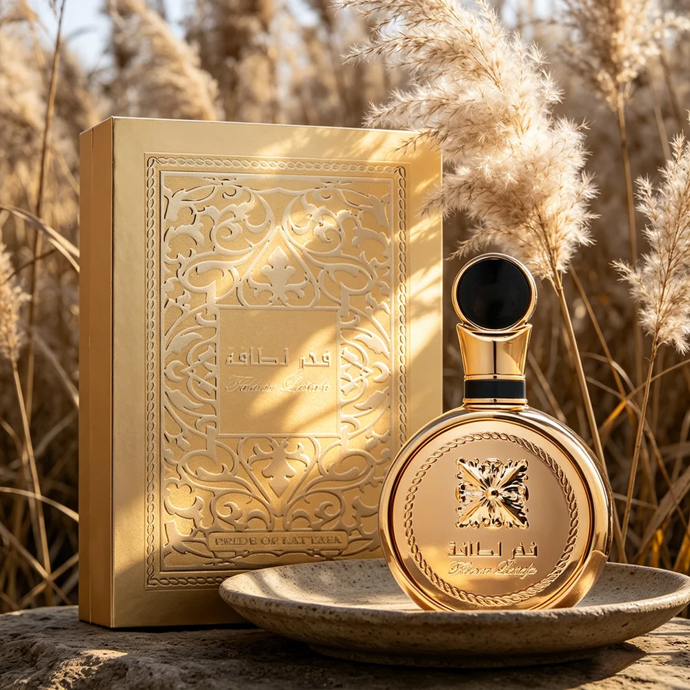 100ml Perfume Luxuoso, Fragância Oriental Amadeirada Duradoura, Frasco Espelhado com Detalhes Gravados, Presente Elegante