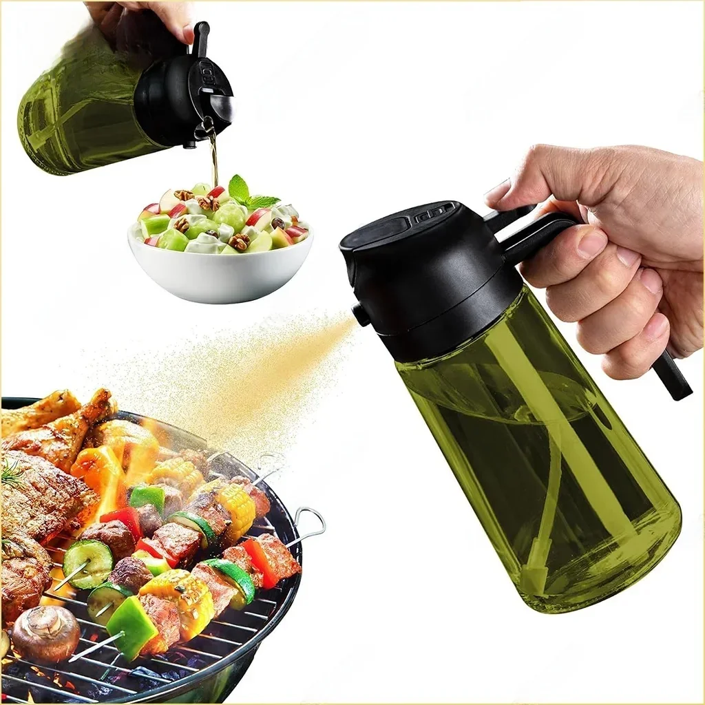 Pulvérisateur d'huile en verre foncé 2 en 1, distributeur d'huile d'olive, pulvérisateur d'huile noir résistant à la lumière pour la cuisson des salades et des barbecues, outils de Barbecue