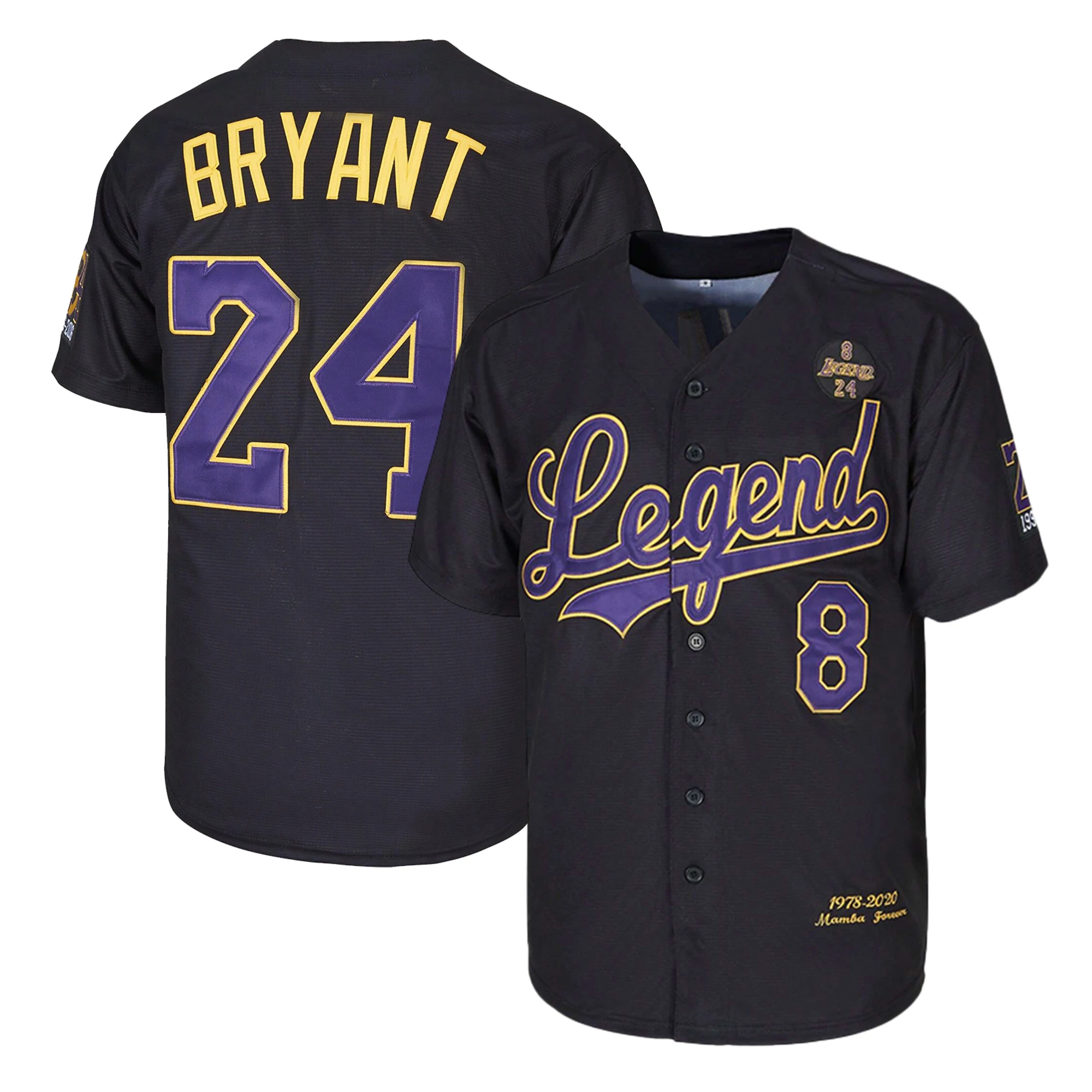 Men's Bryant 8 Legend 24 Forever Baseball Jersey, Letter Embroidered Training Match Sports Shirt，Fan Commemorative Gift