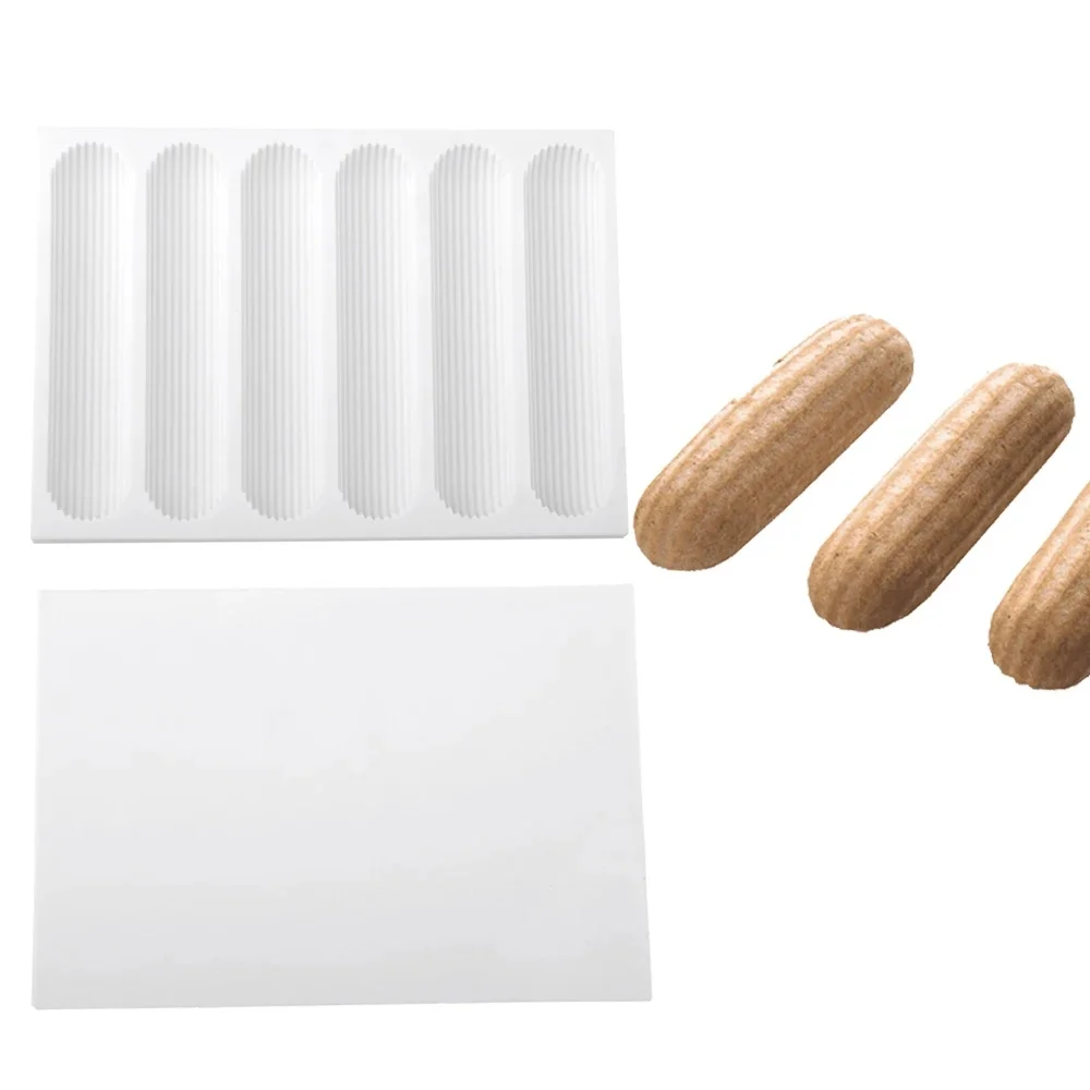6-Hohlraum-Erle-Puff-Silikonform, langer Streifen, Puffform, Dessert-Backform, Gebäckform, Küche, Silikon-Backgeschirr, langer Streifen