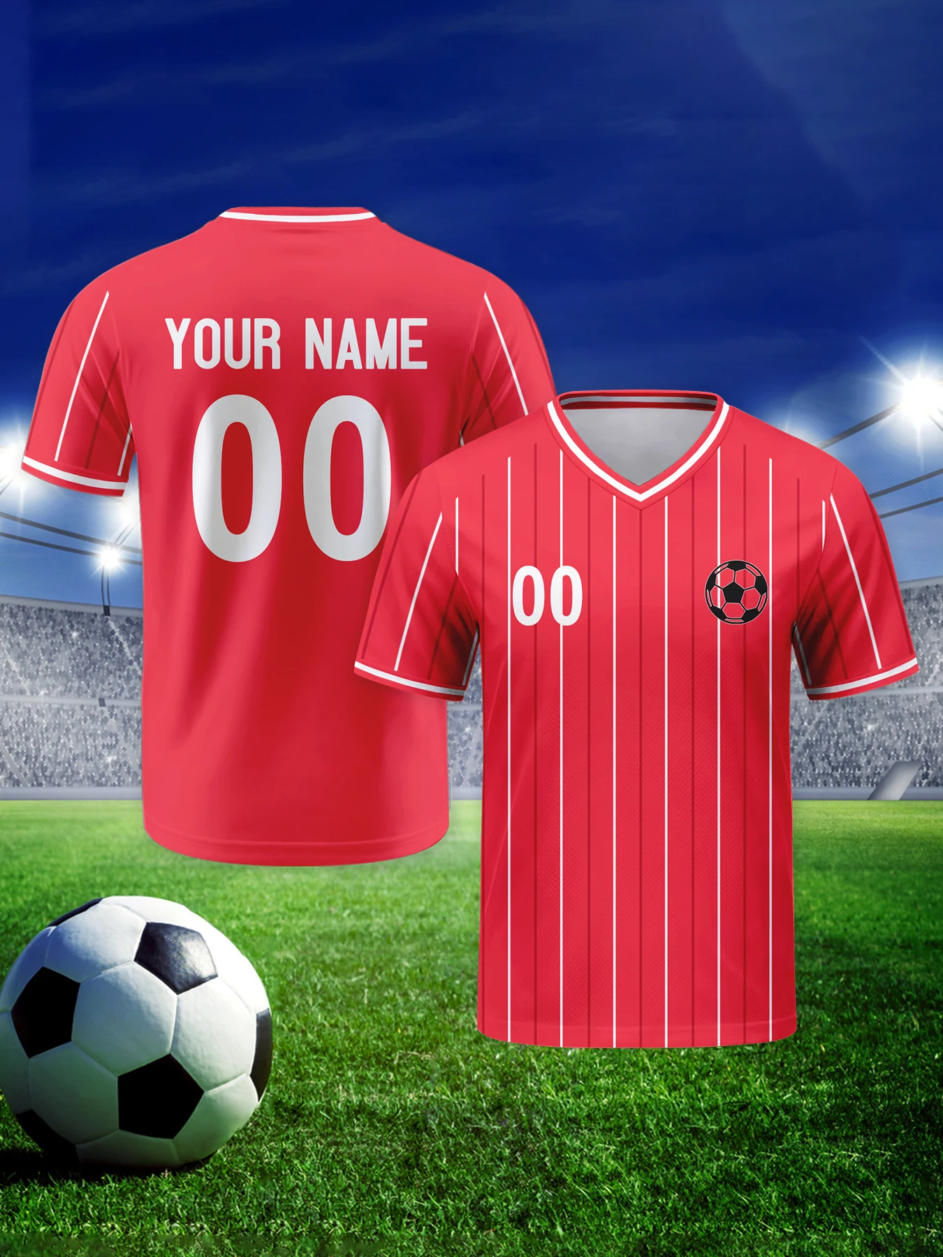 

Custom Soccer Jersey for Match Personalize Red Football Top with Name & Number Team Soccer Training Tee for Women Men Youth