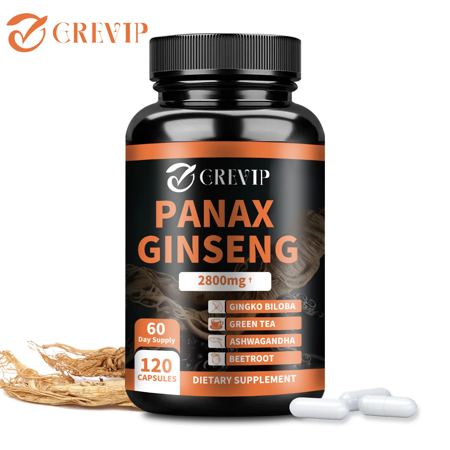 Panax Ginseng Capsules - Enhance Energy Endurance, Improve Memory and Concentration - 120 Capsules