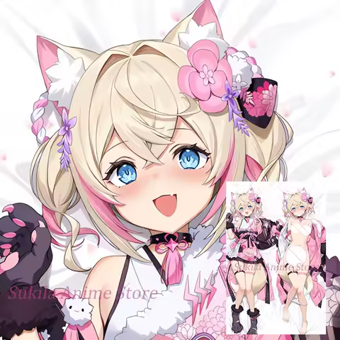 Dakimakura Mococo Fuwawa Vtuber Anime Body Pillow Cover Double-Sided Print Life-Size Pillowcase