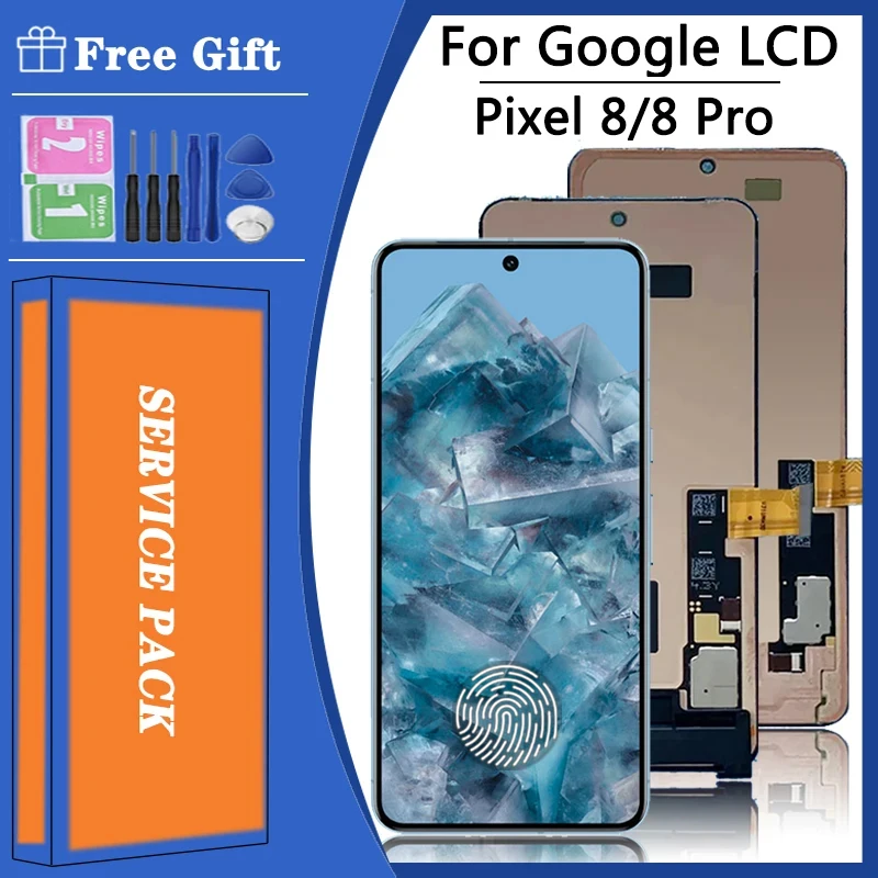 

AMOLED New For Google Pixel 8 Pro 8Pro LCD GC3VE G1MNW Display with Touch Panel Digitizer For Google Pixel8 GKWS6 G9BQD Display