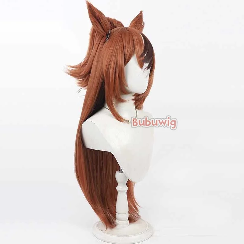 Bubuwig Synthetic Hair Bubble Gum Fellow Cosplay Wigs Game Uma musume: Pretty Derby 90cm Long Mixed Brown Wig Heat Resistant 4