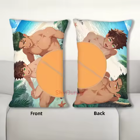 Dakimakura Anime Aiden &amp; Natsumi &amp; Keitaro Camp Boys Body Pillow Cover Sofa Cushion Double-side Print Throw Pillow Case 40X60cm