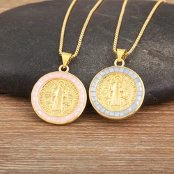 Nidin High Quality Copper Micro Inlaid Zircon Charm Pendant Necklace For Women Girl Religious Style Clavicle Chain Jewelry Gifts