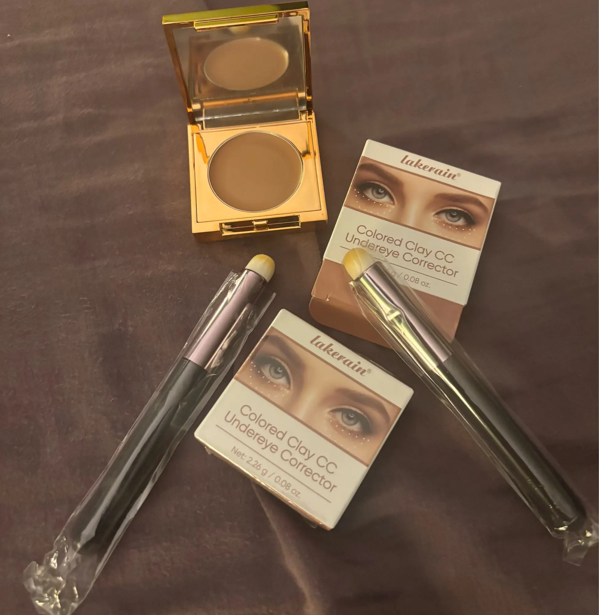 Eye Concealer Corrector With Brush Moisturizing Natural Foundation Long Lasting Waterproof Cover Dark Circles Under Eye Makeup photo review