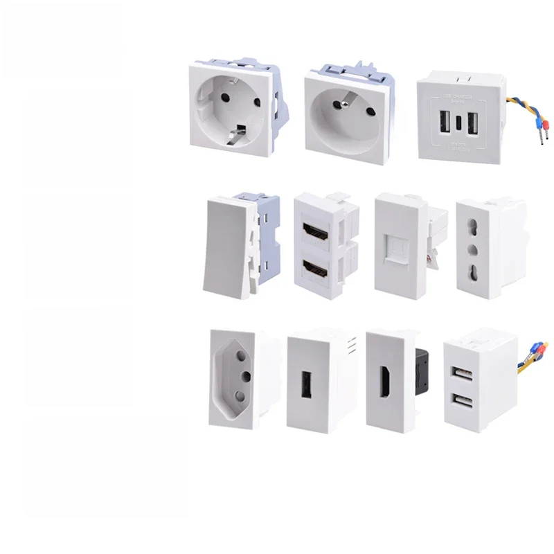Gniazdo ścienne EU Brasil Chile + gniazdo internetowe CAT6 do telewizji satelitarnej, złącze ładowarki HDMI 2.0 i USB 3.0 typu C Moduł DIY — zdjęcie 2