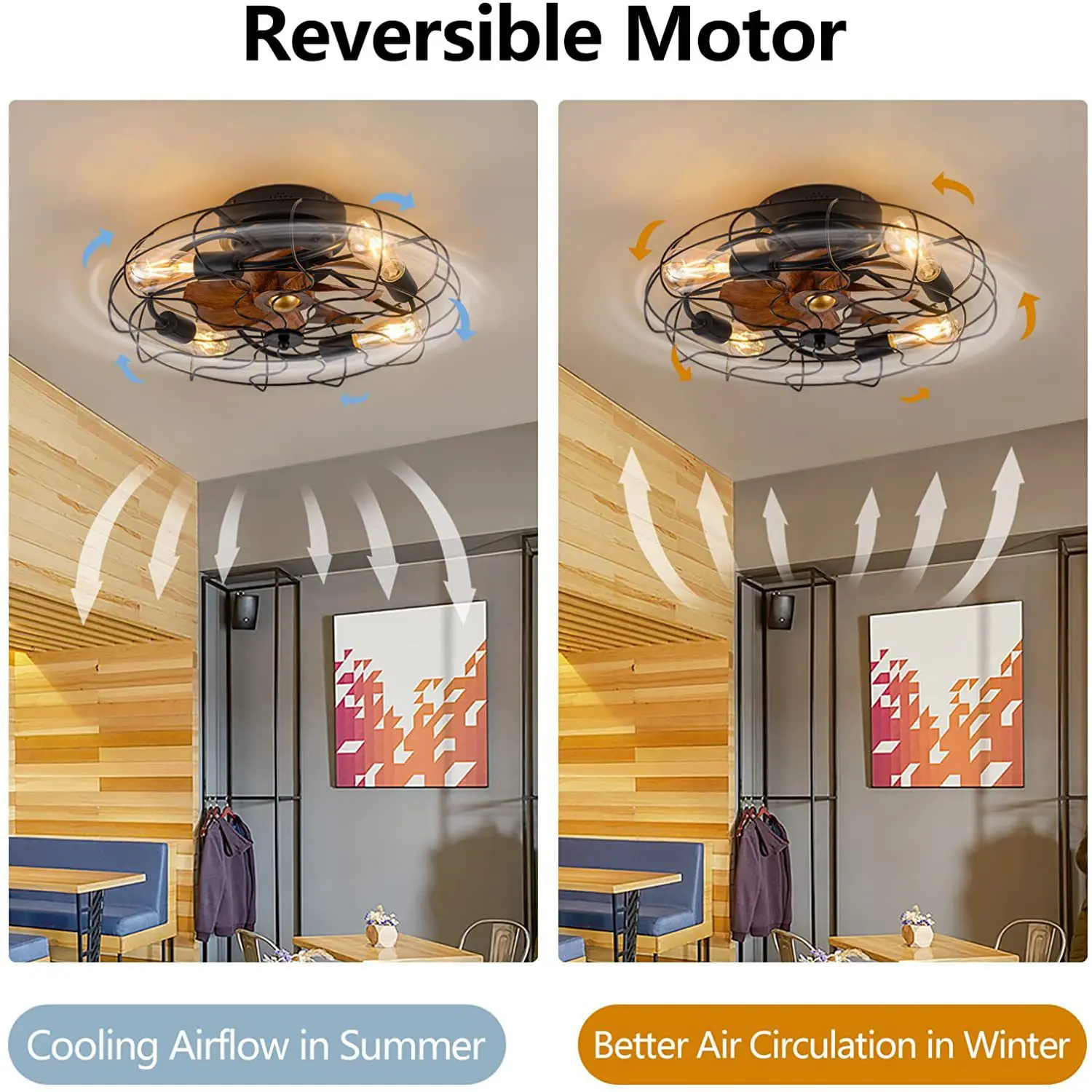 Industrial Retro Fan Light Living Room Dining Room Ceiling Fan Light Remote Control Fan Chandelier Home American 20\