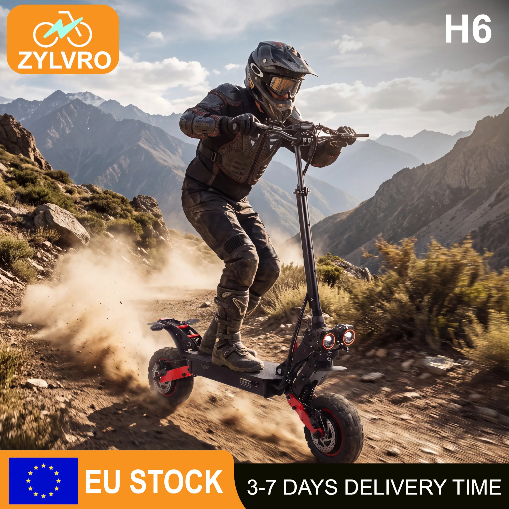 H6 Elektroroller, 2400W Doppelmotoren, 48V 21AH Batterie, 11-Zoll-Reifen, Höchstgeschwindigkeit 60 km/h, Doppelte Hydraulische Stoßdämpfer, E-Scooter