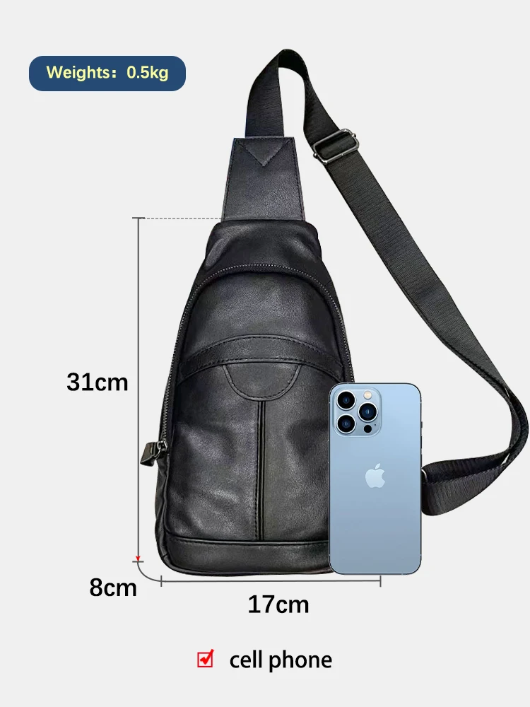 Zency Unisex Chest Pack Fashion Banana Bag Outdoor Genuine Leather Fanny Pack Women Bum Bag Shoulder Bag Sling Crossbody