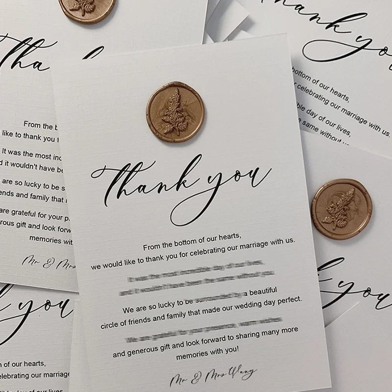 Wedding Vendor Thank You Cards,Modern Wedding Thank You for Place Setting Card,Thank You Cards with Wax Seal,Cards for Business