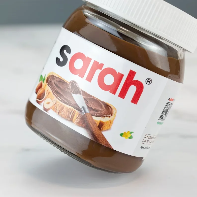 1pc Nutella Jar Label Personalised Chocolate Spread Vinyl Sticker Funny Novelty Gift For Birthday Christmas Wedding Name Label