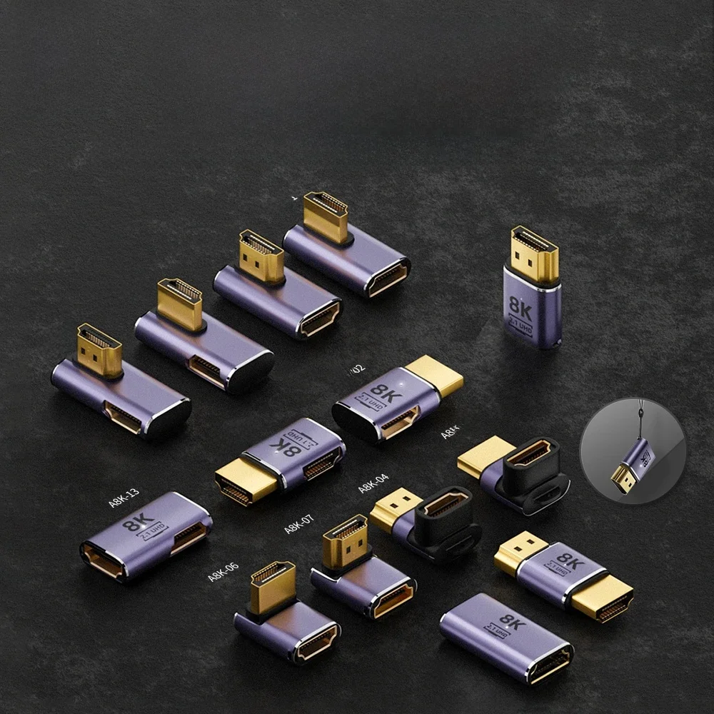 Adaptateur DP Compatible HDMI, convertisseur MiniDP mâle vers femelle à Angle droit de 90 degrés, connecteur 8K 60HZ, Mini prolongateur compatible HDMI