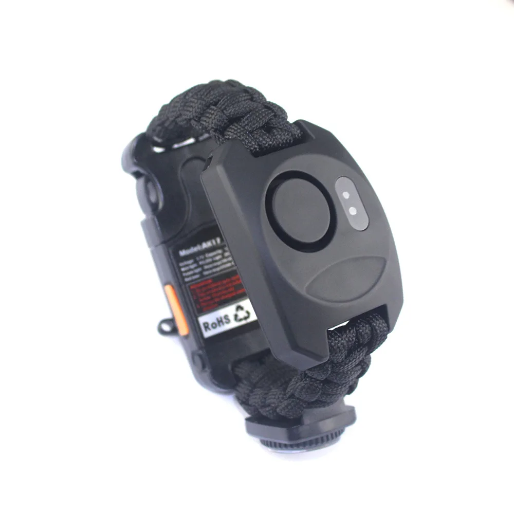 Outdoor portable Security Alarm 130dB multi-function alarm bracelet Paracord Braided Bracelet with LED Flashing Light