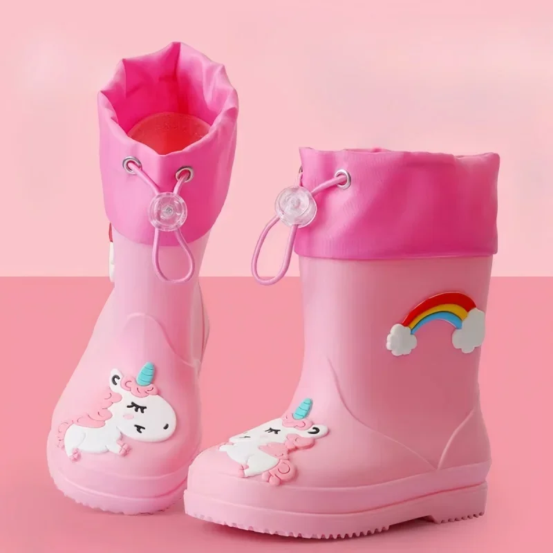 Chaussures de pluie d'été pour enfants, belles chaussures d'eau à la mode pour filles, semelles épaisses, bottes de pluie antidérapantes