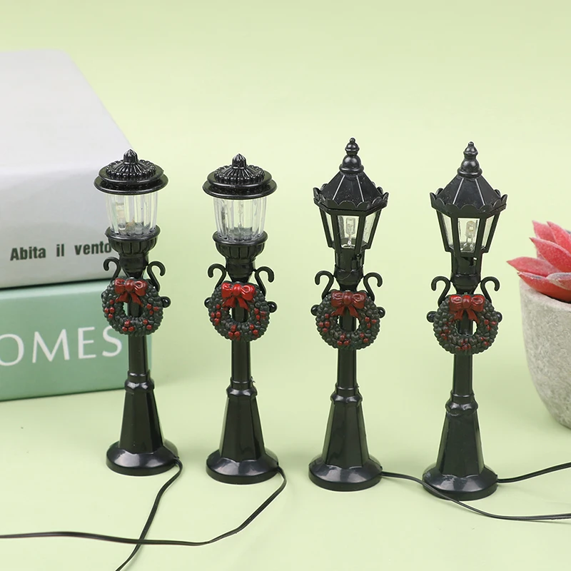 4Pcs/Set Christmas Mini Street Light Models Dollhouse Streetlight Micro-Landscape Fairy Garden Accessories image 2