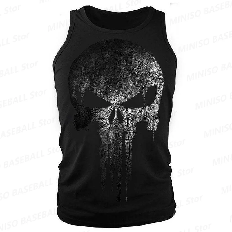 New Summer Marvel Punisher Boy Casual Sports Vest Street T-Shirt Superhero 3D Printed Top Kid/Adult Quick-Drying Breathable Vest