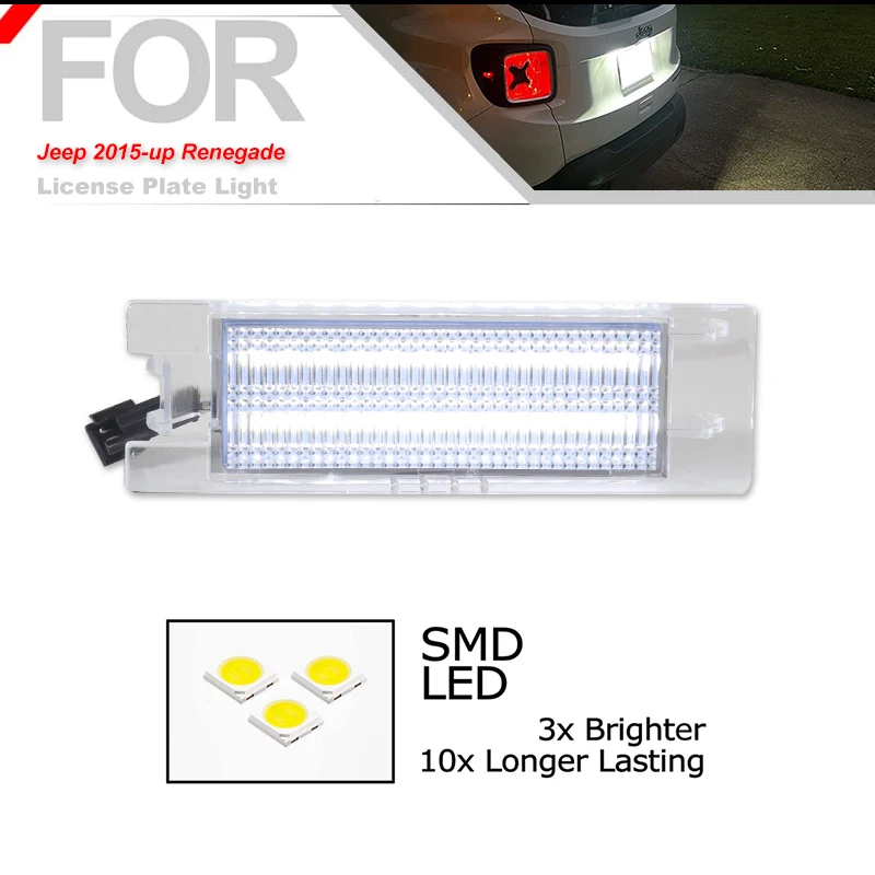 12V Waterproof LED Number Plate Lamp For Jeep Renegade 2015 2016 2017 2018 2019 2020 2021 White License Plate Light Assembly