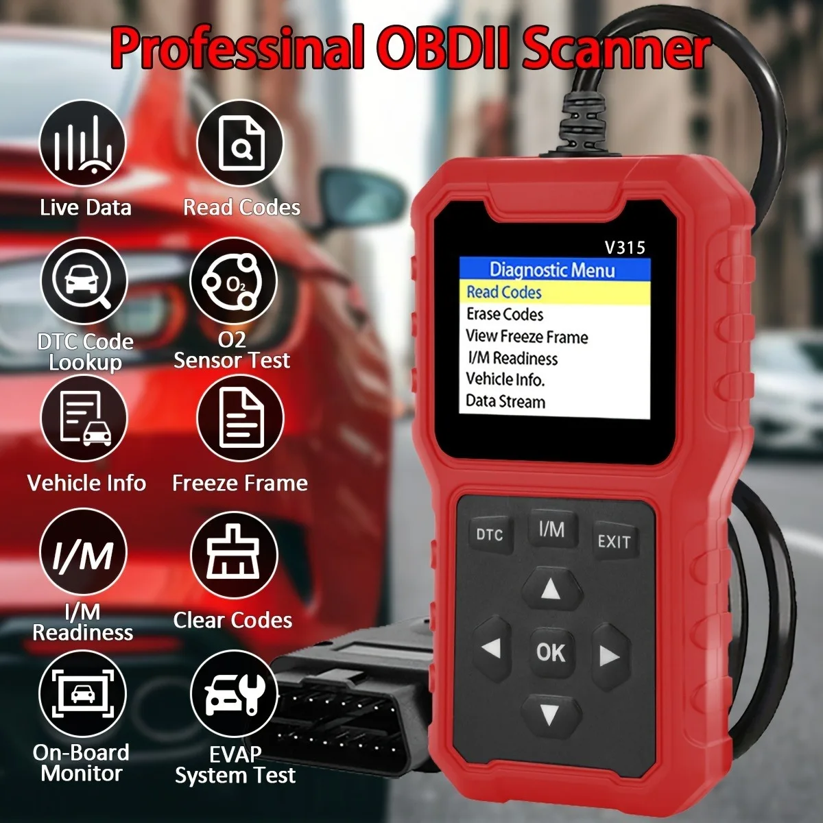 الماسح الضوئي العالمي المحسن لـ Obd II لقارئ رمز خطأ محرك السيارات يمكنه تشخيص أدوات المسح الضوئي ورموز الأخطاء الواضحة
